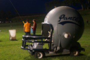B-R football helmet/golf cart. Photo Credit/Denise Gilliland, Editor and Chief, Kat Country Hub.