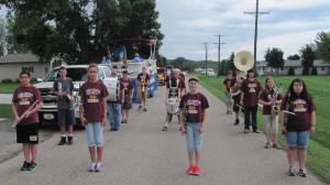 LDNE Marching Band at the River Front Days Parade Front Row L-R-Lupita Prieto Garcia, Kassandra Prieto Garcia, Amanda Alford, Jessica Solis. Photo courtesy LDNE.