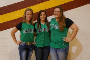 Heidi Miller, left, Jessie Mutum and Blair Preston, members of the Gator softball team. Photo Credit/Denise Gilliland, Editor and Chief, Kat Country Hub.