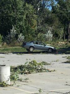 This is the school parking lot after clean-up started. Photo Credit/Kristi Dahlgren.