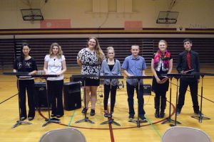 Ipad Ensemble: Left to Right: Sophie Hsu, Amelia Schlichting, Jessie Mutum, Shyanne French, Jacob Swanson, Madie Ronnfeldt, and Bow Whitley. Photo Courtesy LDNE.