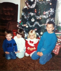 Christmas of 1991 at Grandma and Grandpa Marr's. Derek, Amber, Whitney and Justin are eagerly awaiting Santa's arrival! Photo Credit/Denise Gilliland, Editor and Chief, Kat Country Hub.