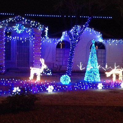 Lori Lubker, formerly of Lyons, now of Mesa, AZ took this picture of her home all decorated for Christmas. It is absolutely beautiful. Thanks Lori! 