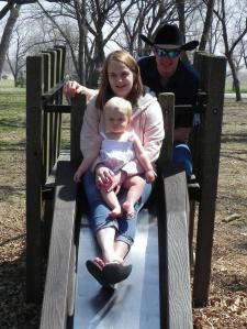 Kay, middle, pictures with daughter Evelynn and fiancé Greg. Photo courtesy of Kay Throener.