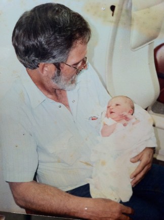 Dad (Charlie Marr) and his new granddaughter, Whitney Danae on the day she was born, May 3rd, 1989. Photo Credit/Denise Gilliland, Editor and Chief, Kat Country Hub.