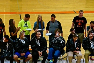 More pies in the face: OC teachers: Aaron Meyer Thomas Glinski Nicco Salvador Kris Reinert Elyce Josephson Chris Long Photo Credit/Denise Gilliland, Editor and Chief, Kat Country Hub.