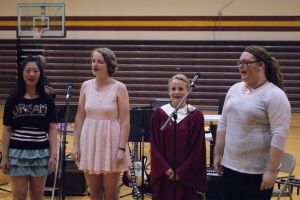 Northeast Quartet #1 earned a superior at District Music Contest Singing Boogie Woogie Bugle Boy. L-Sophie Hsu, Lena Horak, Sarah Alford, Jessie Mutum. Photo Courtesy of LDNE.