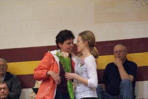 Seniors honored their parents with a rose. L-R-Sarah Miller and Heidi Miller. Photo Courtesy of LDNE.