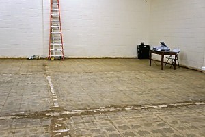 The floors without tile that is under renovation at the Lyons City Auditorium. Photo Credit for both pics/Denise Gilliland, Editor and Chief Kat Country Hub.