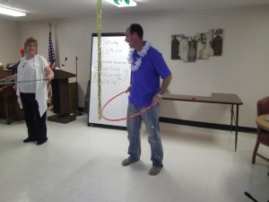Hula Hoop Contest with Jeanette McNeil and David Deemer. Photo Courtesy of Oakland Heights.