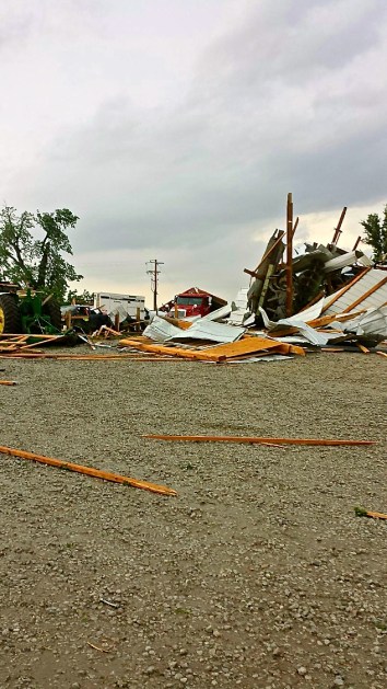 Damage to a farm place north of Laurel. Photo Credit/Justin Beck.