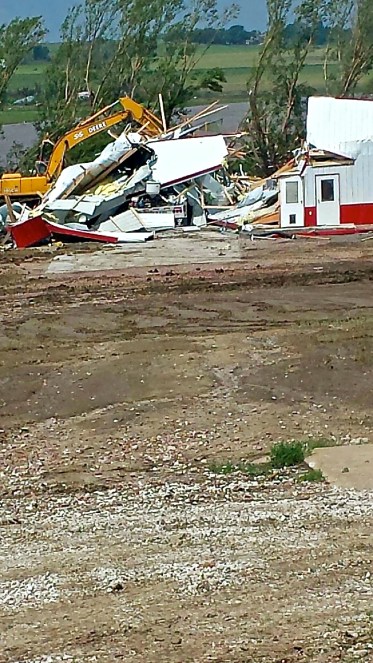 A shed and house are in ruin after the tornado hit north of Laurel last night. Photo Credit/Justin Beck.