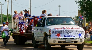 Senator Lydia Brasch and her campaign assistants went through the Lyons parade. Both photos credit of Denise Gilliland, Editor and Chief, Kat Country Hub.