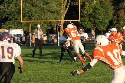 Conner Thiele is making a block on TH. Photo Credit/Cheri Droescher.