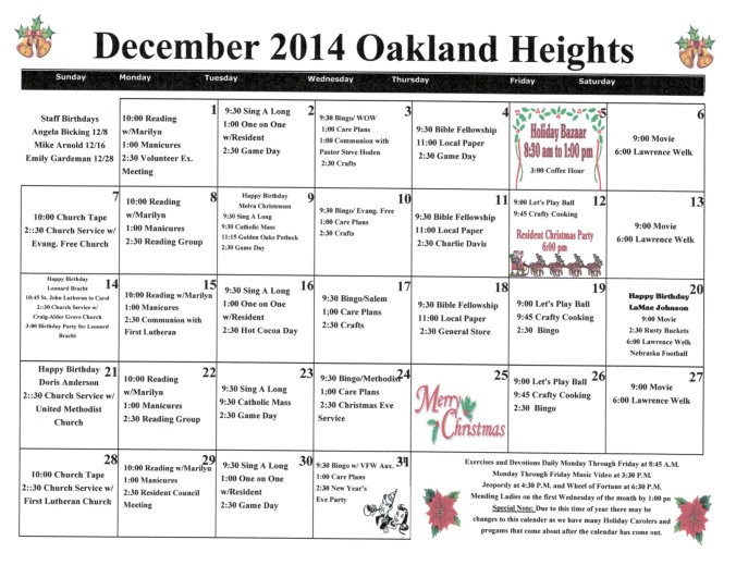 Oak Heights calendar