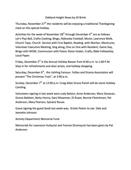 Oakland Height News by Jill Brink