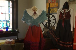 A beautiful historical Swedish dress at the center. Photo Credit/Denise Gilliland, Editor and Chief, Kat Country Hub. 