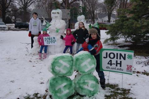 You had to look fast in order to fully appreciate the efforts put into this 4-H Snow Sculpture by the Clover Stars 4-H Club members. Vandals hit it just hours after it was completed on the courthouse lawn and it was hit again by the next morning.  Even though it was just snow, it's a sad testament to the lack of respect displayed by others. Justifiably proud of their creative efforts were: Riley, Coraline , Mady, Alex and Connor Davis. Photo Credit/Mary Loftis.