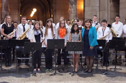 The Oakland-Craig Junior High Band performed in the Rotunda of the State Capitol Building recently for the Nebraska Legislators. Photos Courtesy of State Senator Lydia Brasch. 