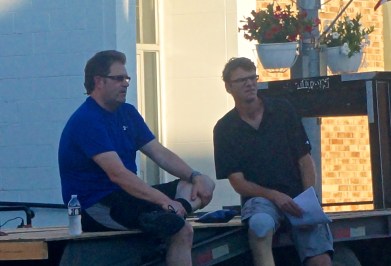 Rick Mulder, left, and Karl Lundquist visiting prior to the tractor pull at the Swedish Festival. Photo Credit/Denise Gilliland, Editor and Chief, Kat Country Hub. 