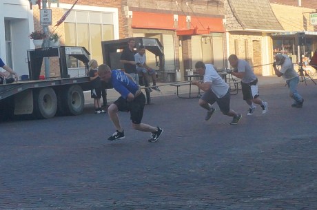 Another team of 4 players, Travis Windstorm, Luke Blanc, Preston Johnson and Chad Hurrell also competed in the first tractor pull. Photo Credit/Denise Gilliland, Editor and Chief, Kat Country Hub.