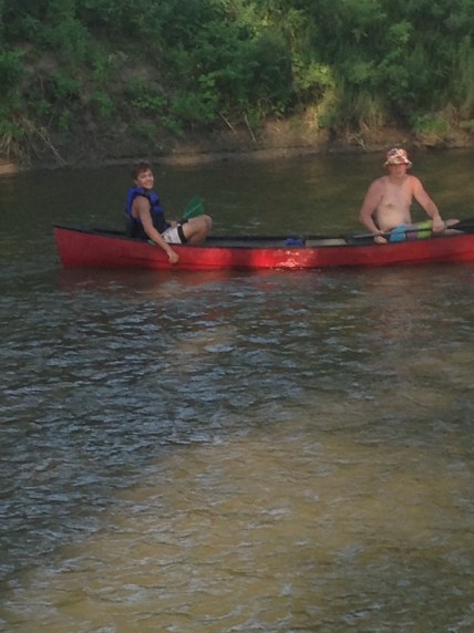 While fishing at the Logan in Oakland, this group of kids came by on canoes and boats, and some were swimming/walking, down the Logan. They were such a friendly group of kids. They had started in Lyons and were going to finish in Oakland's Park. All photos credit of Denise Gilliland, Editor and Chief, Kat Country Hub. 