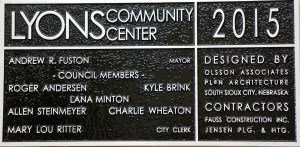 A plaque in the entry way listing those that oversaw the process of the remodeling project. Photo Credit/Denise Gilliland, Editor and Chief, Kat Country Hub.