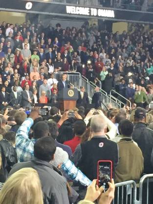 President Obama among a crowd of thrilled people. Photo Credit/Graham Christensen. 