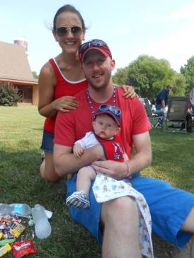 Graham Barada with parents Ben and Sara. 