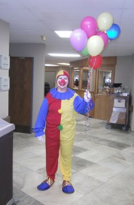 Kathy Reed celebrated Nursing Home week, entertaining the residents with a clown act! Photo courtesy of Oakland Heights.
