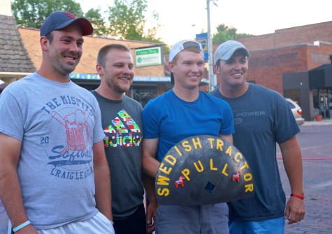 Oakland Swedish Festival Tractor Pull Champions for the 2nd year in a row are, from left, Tommy Sluyter, Preston Johnson, Travis Lindstrom and Luke Blanc. Photo Credit, Denise Gilliland, Editor and Chief, Kat Country Hub. 