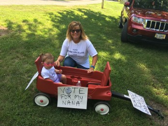 My granddaughter, Penelope, helped me campaign Sunday for Oakland City Council, which I am currently on as Oakland City Council President. We went through the Burt County Fair Parade Sunday, along with other supporters. Her sign says it all: Vote for my Nana! Photo Credit/ Whitney Tran. 